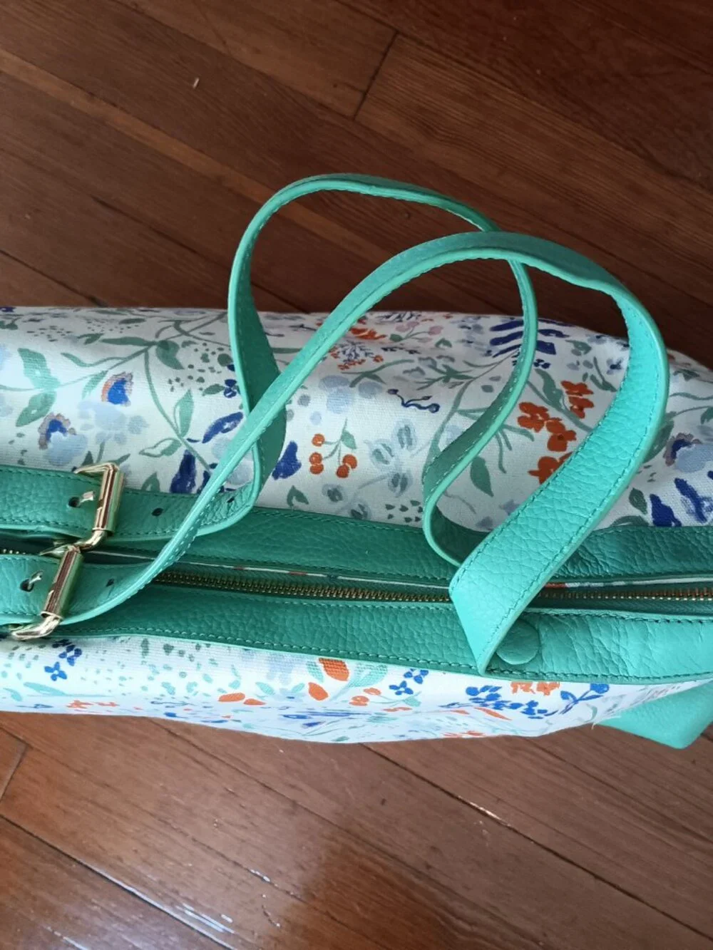 Neely & Chloe Travel Duffel & Garment Bag Set Spring Green & Flowers